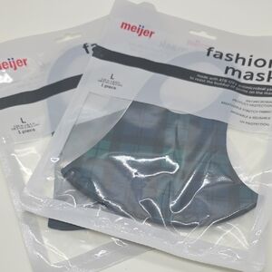 2 Plaid Fashion Mask - Blue Green